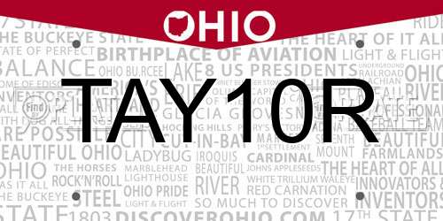 TAY10R Ohio License Plate