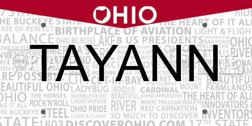 TAYANN Ohio License Plate