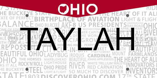TAYLAH Ohio License Plate