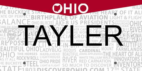 TAYLER Ohio License Plate