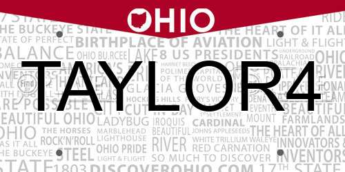 TAYLOR4 Ohio License Plate