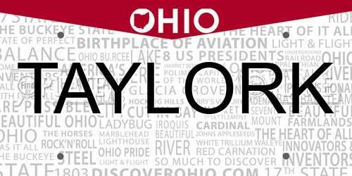 TAYLORK Ohio License Plate