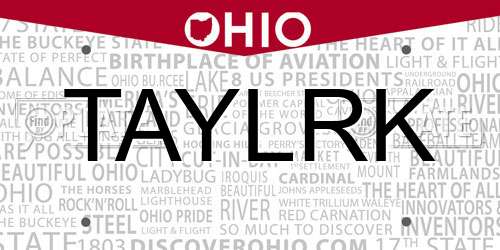TAYLRK Ohio License Plate
