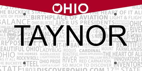 TAYNOR Ohio License Plate