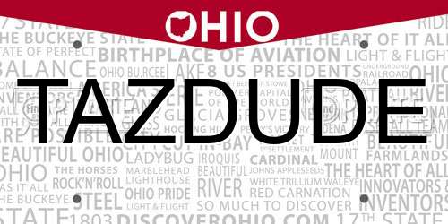 TAZDUDE Ohio License Plate