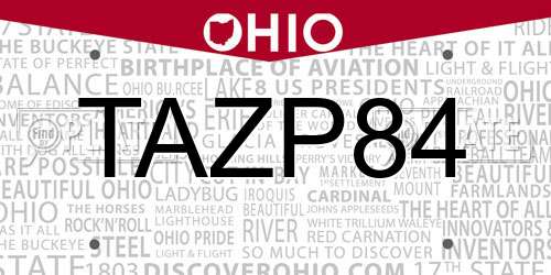 TAZP84 Ohio License Plate