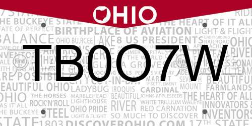 TB0O7W Ohio License Plate