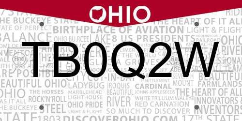 TB0Q2W Ohio License Plate