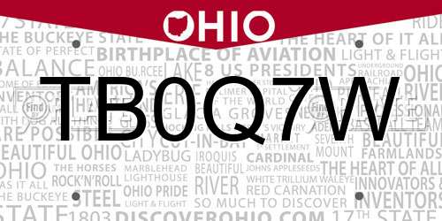 TB0Q7W Ohio License Plate