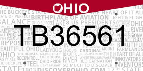 TB36561 Ohio License Plate