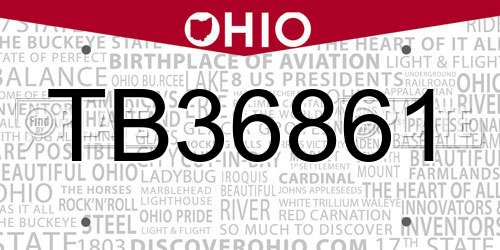 TB36861 Ohio License Plate