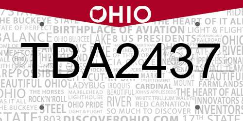 TBA2437 Ohio License Plate