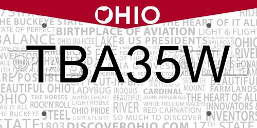 TBA35W Ohio License Plate