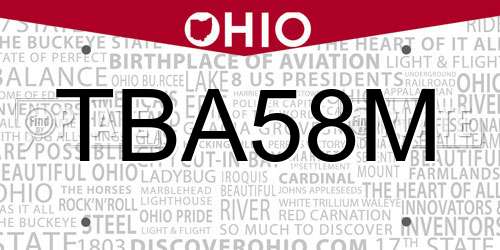 TBA58M Ohio License Plate