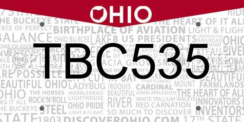 TBC535 Ohio License Plate