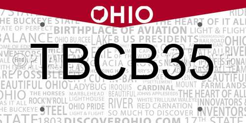 TBCB35 Ohio License Plate