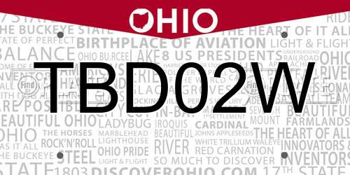 TBD02W Ohio License Plate