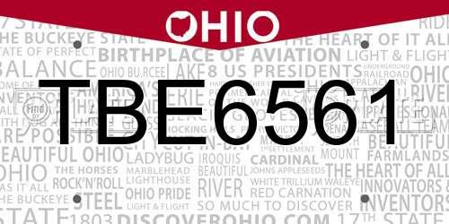 TBE6561 Ohio License Plate
