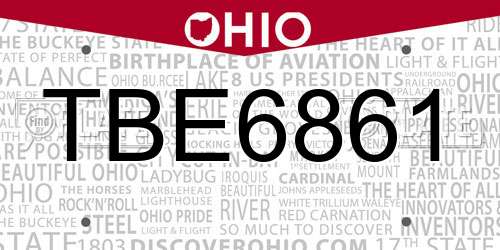 TBE6861 Ohio License Plate