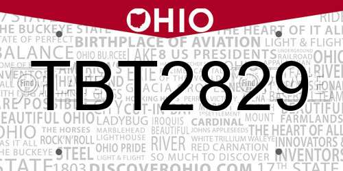 TBT2829 Ohio License Plate