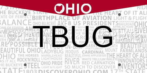 TBUG Ohio License Plate