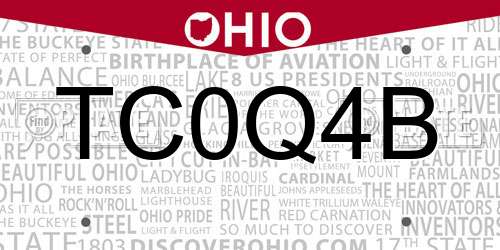 TC0Q4B Ohio License Plate