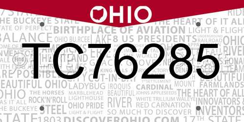 TC76285 Ohio License Plate