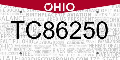 TC86250 Ohio License Plate