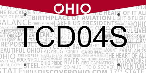 TCD04S Ohio License Plate