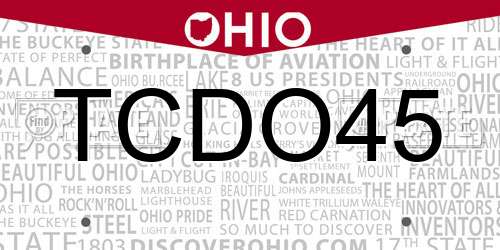 TCDO45 Ohio License Plate