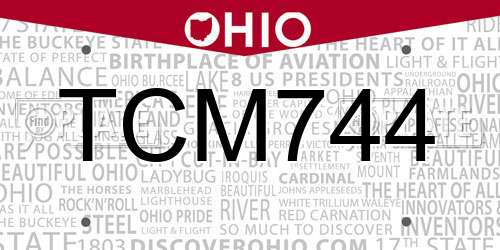 TCM744 Ohio License Plate
