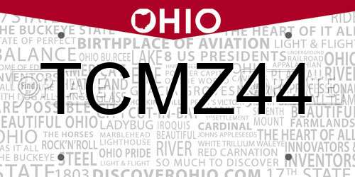 TCMZ44 Ohio License Plate