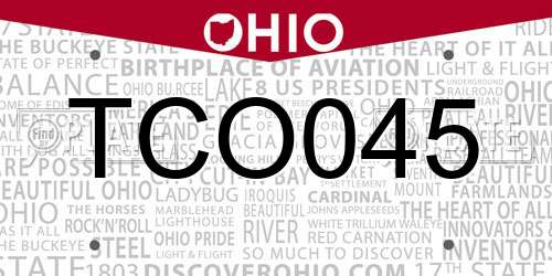 TCO045 Ohio License Plate