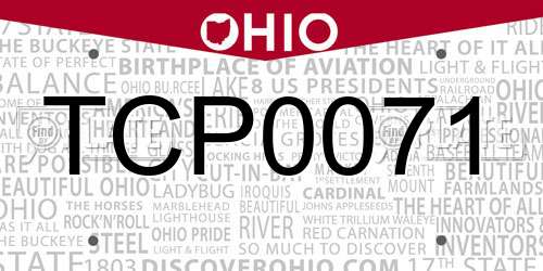 TCP0071 Ohio License Plate