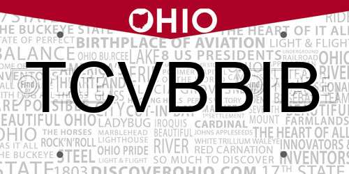 TCVBBIB Ohio License Plate