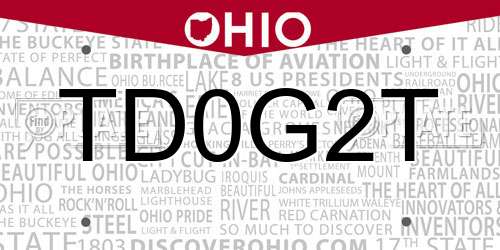 TD0G2T Ohio License Plate