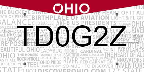 TD0G2Z Ohio License Plate