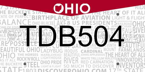 TDB504 Ohio License Plate