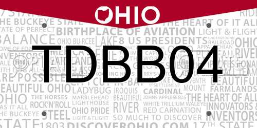 TDBB04 Ohio License Plate