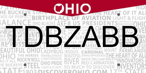 TDBZABB Ohio License Plate