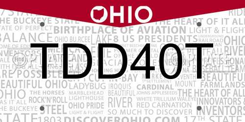 TDD40T Ohio License Plate