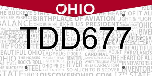 TDD677 Ohio License Plate