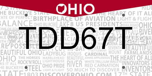 TDD67T Ohio License Plate
