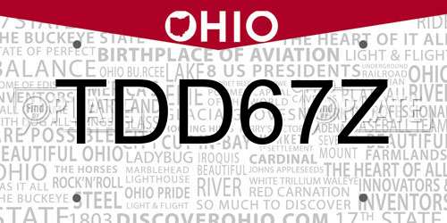 TDD67Z Ohio License Plate