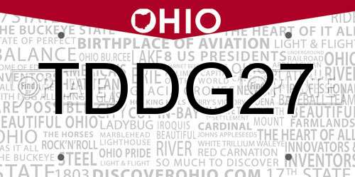 TDDG27 Ohio License Plate