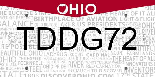 TDDG72 Ohio License Plate