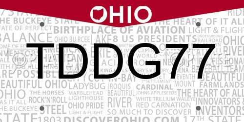 TDDG77 Ohio License Plate