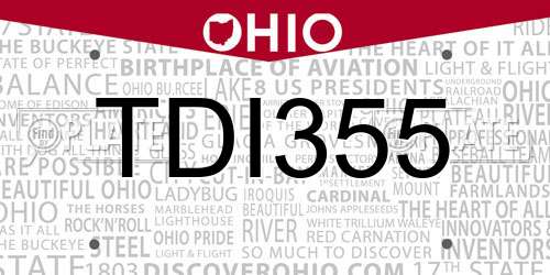 TDI355 Ohio License Plate
