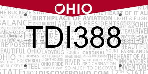 TDI388 Ohio License Plate