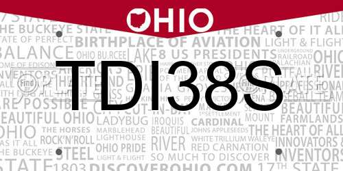 TDI38S Ohio License Plate